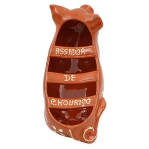 Traditional Portuguese Clay Terracotta Hand-Painted Happy Pig Sausage Roaster