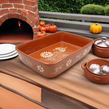 Load image into Gallery viewer, Traditional Portuguese Clay Terracotta Hand-Painted Roaster, Roasting Pan