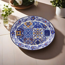Load image into Gallery viewer, Traditional Multicolor Tile Azulejo Floral Ceramic Oval Platter