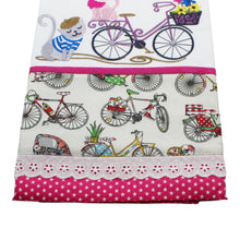 Load image into Gallery viewer, 100% Cotton Decorative Kitchen Dish Towel with Border - Made in Portugal - Cats Pink