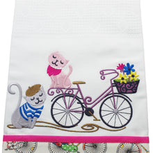 Load image into Gallery viewer, 100% Cotton Decorative Kitchen Dish Towel with Border - Made in Portugal - Cats Pink