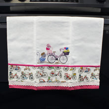 Load image into Gallery viewer, 100% Cotton Decorative Kitchen Dish Towel with Border - Made in Portugal - Cats Pink