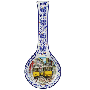 Hand-painted Decorative Ceramic Portuguese Lisbon Tram Spoon Rest