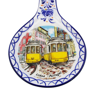 Hand-painted Decorative Ceramic Portuguese Lisbon Tram Spoon Rest