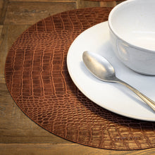 Load image into Gallery viewer, Costa Nova Club 100% PU Caramel Round Placemat Set
