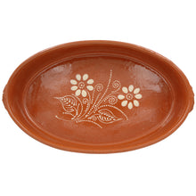 Load image into Gallery viewer, Traditional Portuguese Clay Terracotta Hand-Painted Oval Roaster, Roasting Pan
