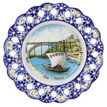 Load image into Gallery viewer, Hand-Painted Traditional Floral Blue Porto Portugal 11" Decorative Plate