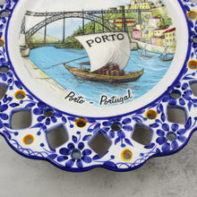 Load image into Gallery viewer, Hand-Painted Traditional Floral Blue Porto Portugal 11" Decorative Plate