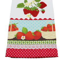 Load image into Gallery viewer, 100% Cotton Decorative Kitchen Dish Towel with Border - Made in Portugal - Strawberry