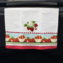 Load image into Gallery viewer, 100% Cotton Decorative Kitchen Dish Towel with Border - Made in Portugal - Strawberry
