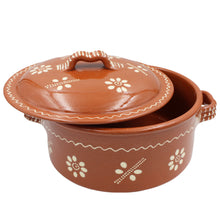 Load image into Gallery viewer, Traditional Portuguese Clay Terracotta Hand-Painted Cazuela Cooking Pot with Lid
