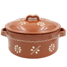 Load image into Gallery viewer, Traditional Portuguese Clay Terracotta Hand-Painted Cazuela Cooking Pot with Lid