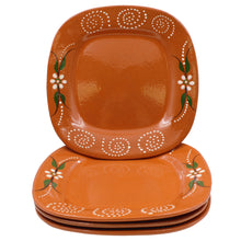 Load image into Gallery viewer, João Vale Hand-Painted Traditional Terracotta Sqaure Dinner Plate, Set of 4