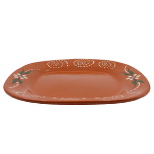João Vale Hand-Painted Traditional Terracotta Sqaure Dinner Plate, Set of 4