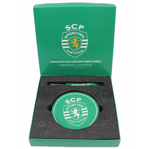 Sporting CP SCP Portuguese Soccer Silicone Drinkware 4 Coasters and Corkscrew Set