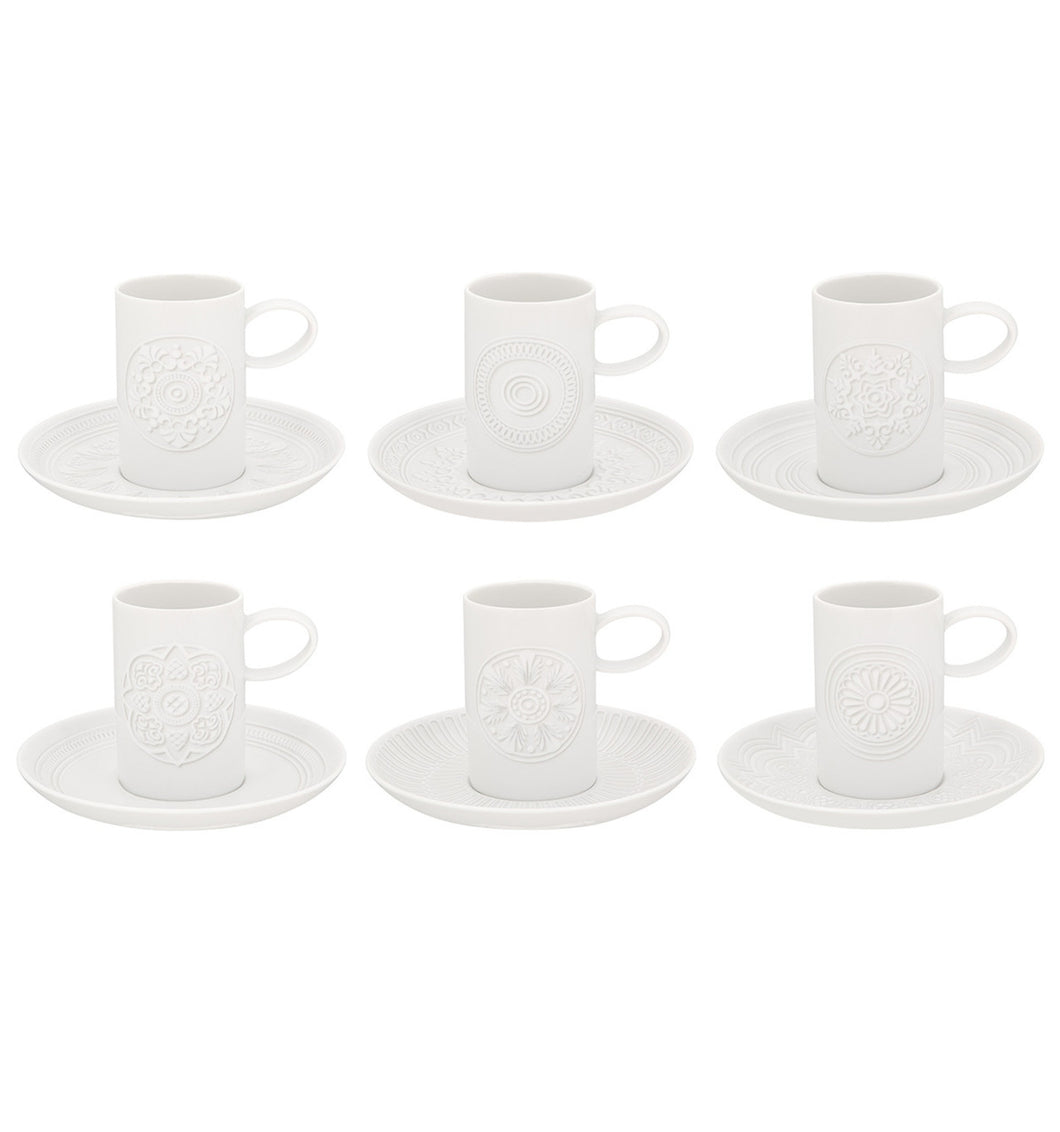 Vista Alegre Ornament Coffee Cup & Saucer, Set of 6