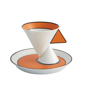 Vista Alegre Jazz Set 2 Porcelain Espresso Coffee Cups and Saucers