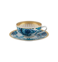 Load image into Gallery viewer, Vista Alegre Porcelain Gold Exotic Set of 4 Tea Cup With Saucer