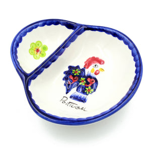 Hand-painted Traditional Portuguese Blue Rooster Ceramic Olive Dish