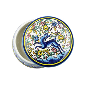 Coimbra Ceramics Hand-painted Decorative Round Box with Lid XVII Cent Recreation #116-1 1700