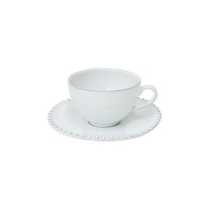 Costa Nova Pearl 8 oz. White Tea Cup and Saucer Set
