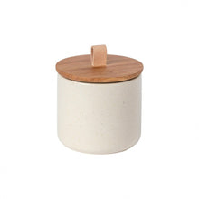 Load image into Gallery viewer, Casafina Pacifica 6&quot; Vanilla Canister with Oak Lid

