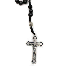 Load image into Gallery viewer, Our Lady of Fatima Black Wood Shiny Beads Rosary