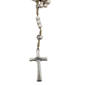 Our Lady of Fatima White Wood Beads Rosary