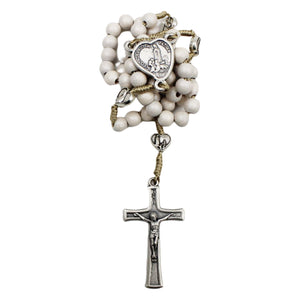 Our Lady of Fatima White Wood Beads Rosary
