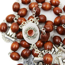 Load image into Gallery viewer, Our Lady of Fatima Brown Wood Rosary with Fatima Letters