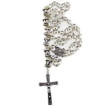 Load image into Gallery viewer, Our Lady of Fatima White Glass Rosary with Fatima Letters