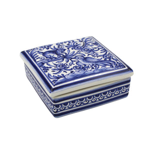 Coimbra Ceramics Hand-painted Decorative Medium Square Box with Lid XVII Cent Recreation #209