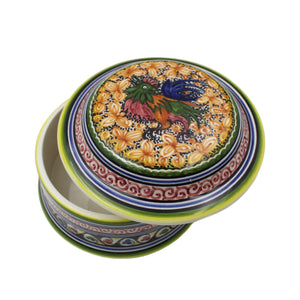 Coimbra Ceramics Hand-painted Decorative Round Box with Lid XVII Cent Recreation #210