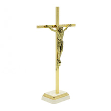 Load image into Gallery viewer, 8.5&quot; Metallic Altar Golden Crucifix With Stand
