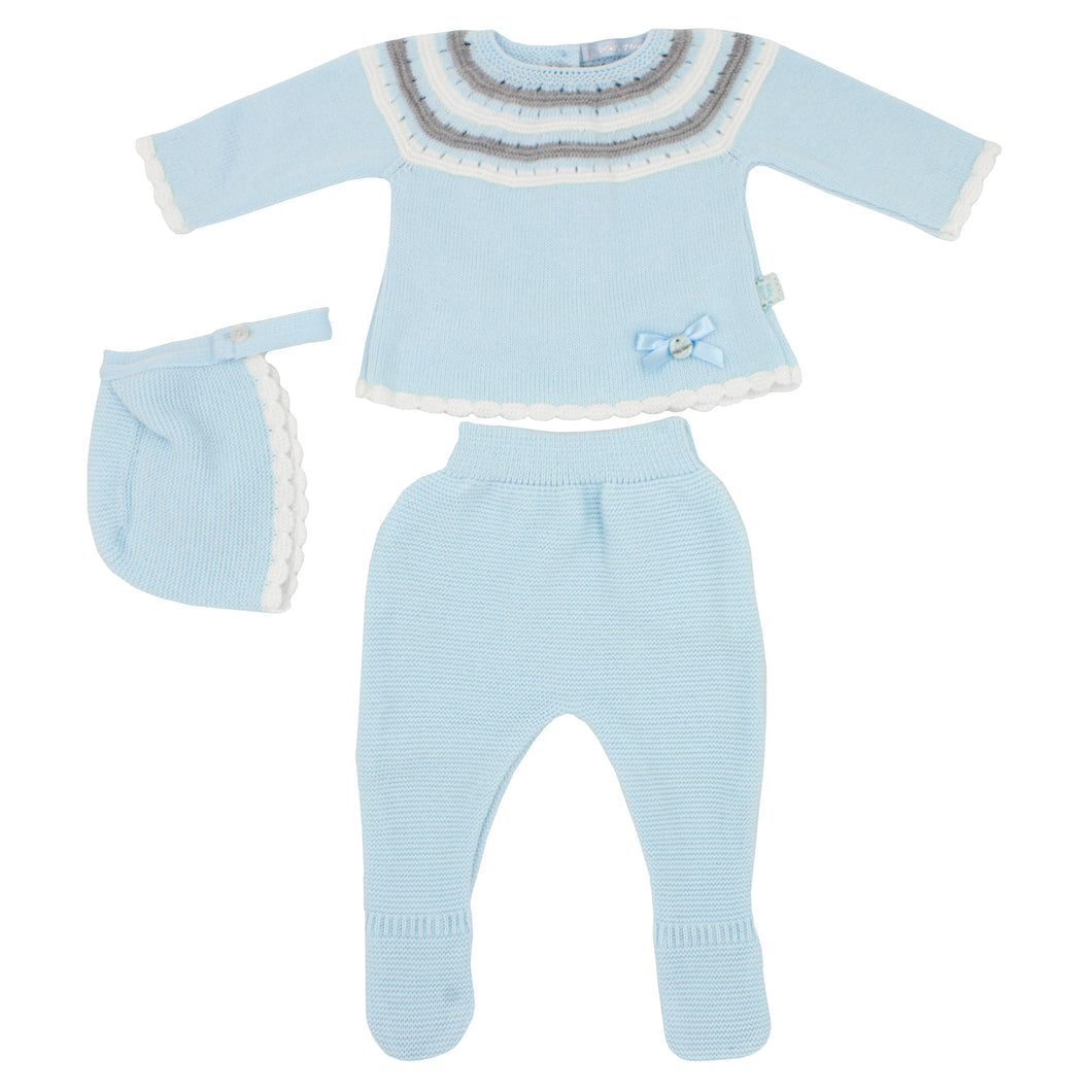 Maiorista Made in Portugal Newborn Baby Shirt, Footed Pants and Beanie 3-Piece Outfit Set