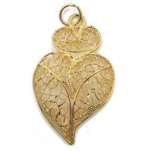 Load image into Gallery viewer, Traditional Portuguese Filigree Costume Smooth Viana Heart Pendant
