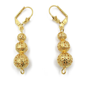 Traditional Portuguese Filigree Costume Earrings with 3 Balls