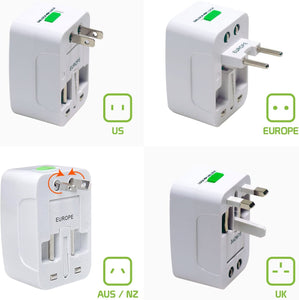 Portable Worldwide Universal Power Adapter Converter All in One International Out of Country Travel Wall Charger 110-220V