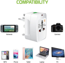 Load image into Gallery viewer, Portable Worldwide Universal Power Adapter Converter All in One International Out of Country Travel Wall Charger 110-220V