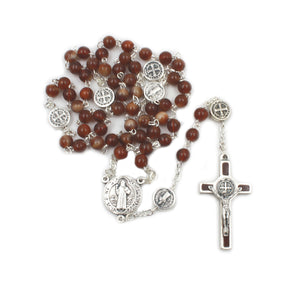 Saint Benedict Honey Glass Beads Catholic Rosary