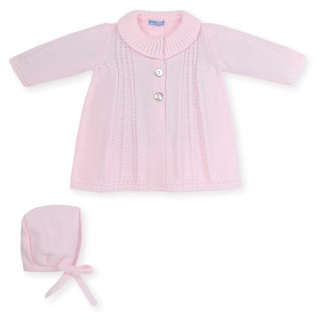 Mac Ilusión Made in Spain Knitted Pink Baby Jacket with Beanie