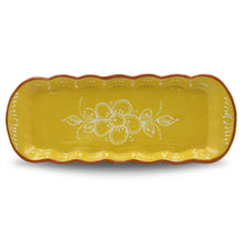 Load image into Gallery viewer, Hand Painted Traditional Yellow Terracotta Appetizer Dish, Sausage Roaster, and Tart Tray Set
