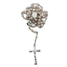 Load image into Gallery viewer, Our Lady of Fatima Light Pink Shiny Pearl Beads Rosary