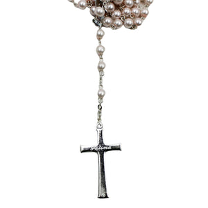 Our Lady of Fatima Light Pink Shiny Pearl Beads Rosary