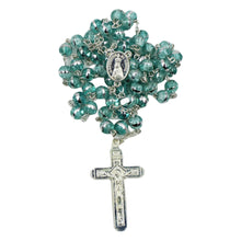 Load image into Gallery viewer, Our Lady of Fatima Clear Aqua Shiny Beads Rosary