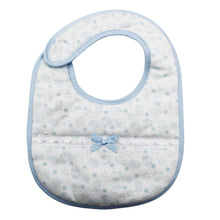 Load image into Gallery viewer, Portuguese Blue Baby Classic Snap Bib with Bow and Booties Set
