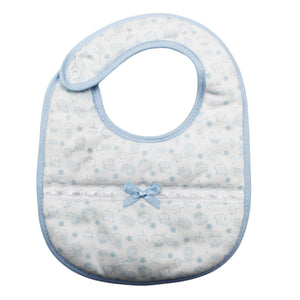 Portuguese Blue Baby Classic Snap Bib with Bow and Booties Set