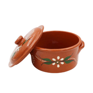 João Vale Hand-painted Traditional Clay Terracotta Cazuela Cooking Pot With Lid
