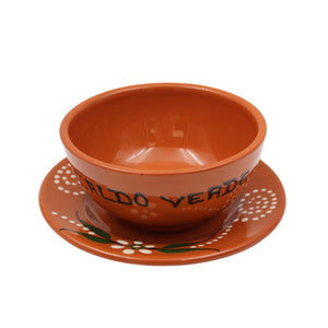 João Vale Hand Painted Traditional Terracotta Collard Green Soup Bowls, Set of 4