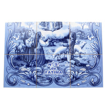 Load image into Gallery viewer, Our Lady of Fatima Apparition Blue Portuguese Ceramic Tile Art Wall Panel Mural Decor